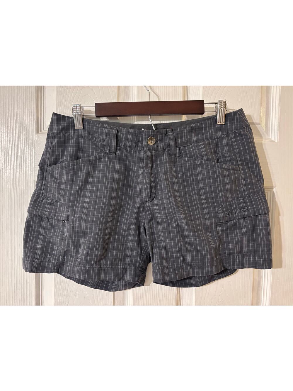 Marmot Shorts Women's Size 8 Gray Plaid Casual Gorpcore Summer